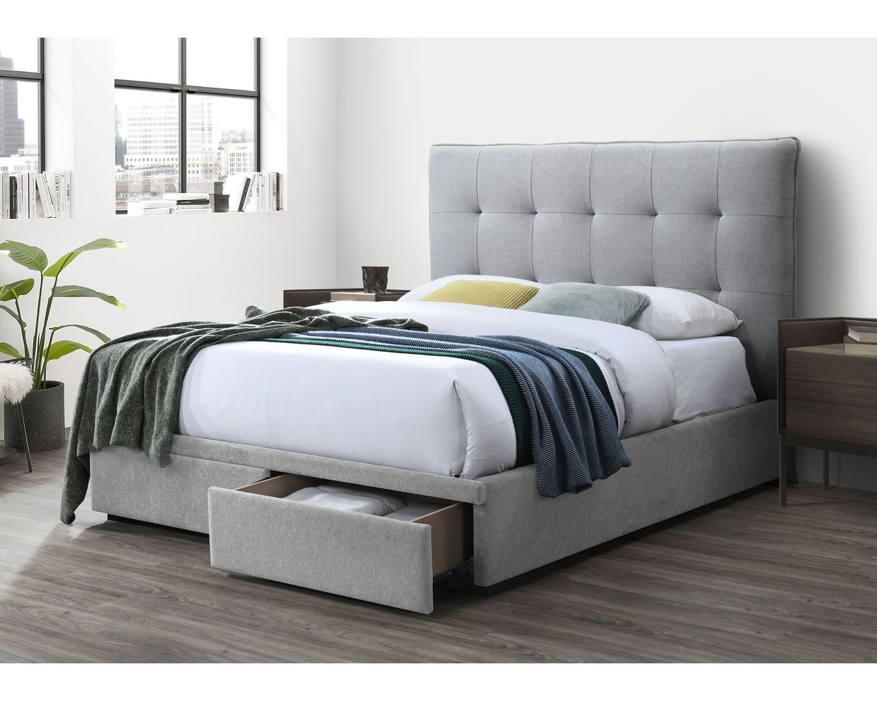 Lifestyle Furniture C9433A Gray collection room setting; this listing is the queen bed
