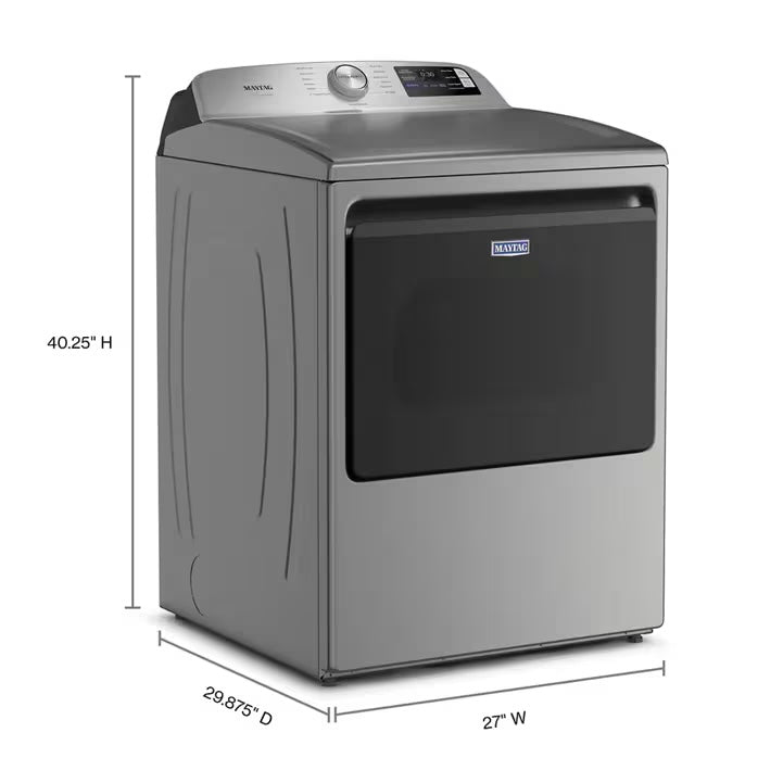 Maytag MED7405RR Classic Silver electric dryer, width, depth and height
