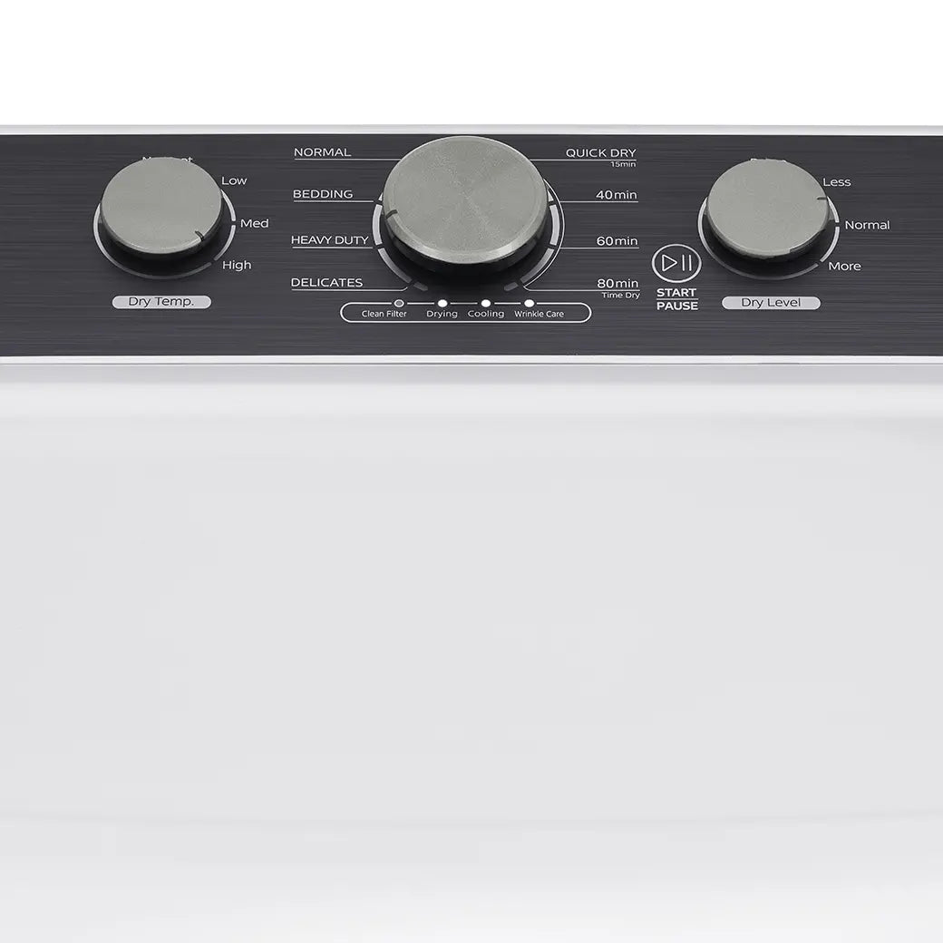 Midea MLTE41N1BWW electric dryer, control panel detail