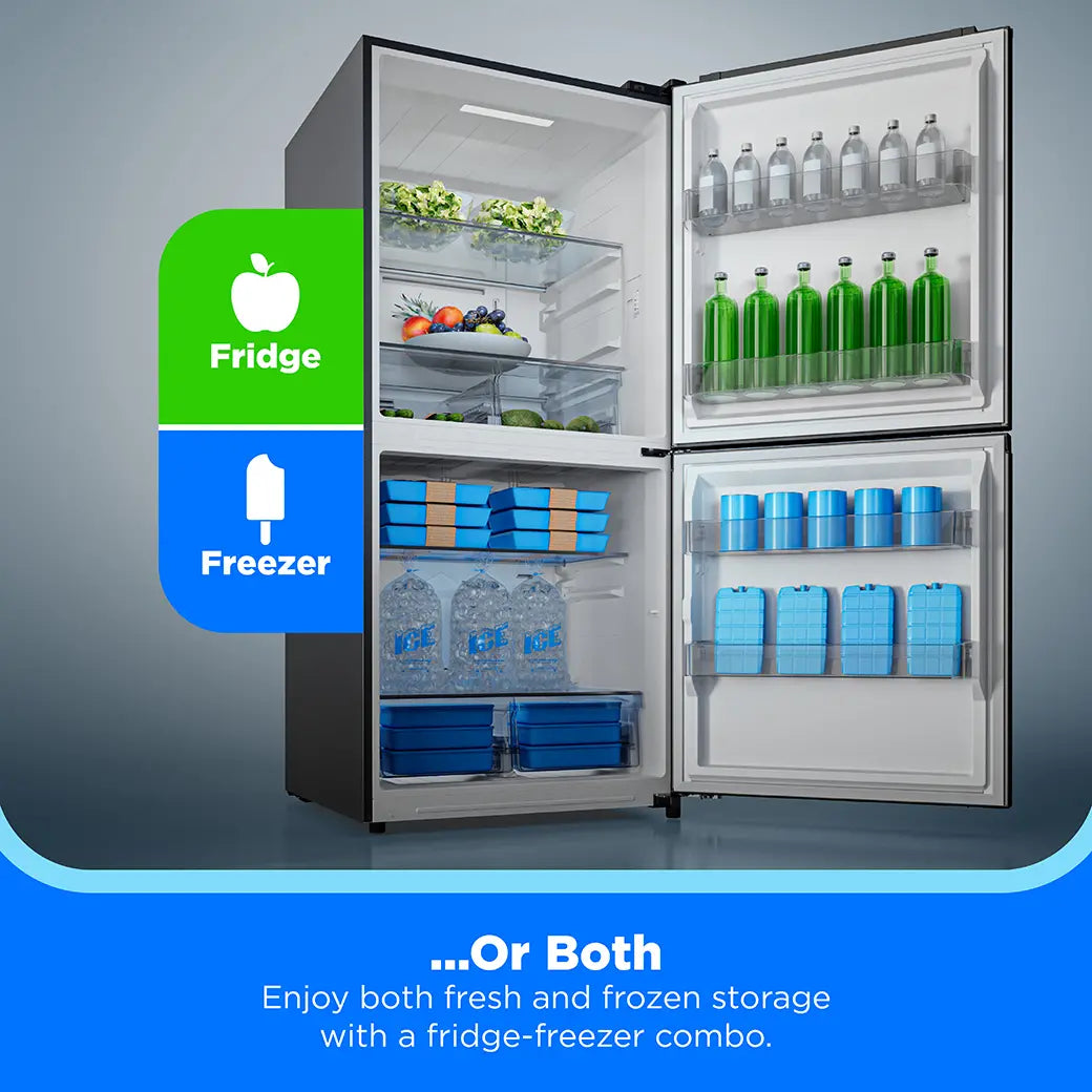 Midea MRU21C7BST shown in split mode with refrigerator and freezer compartments