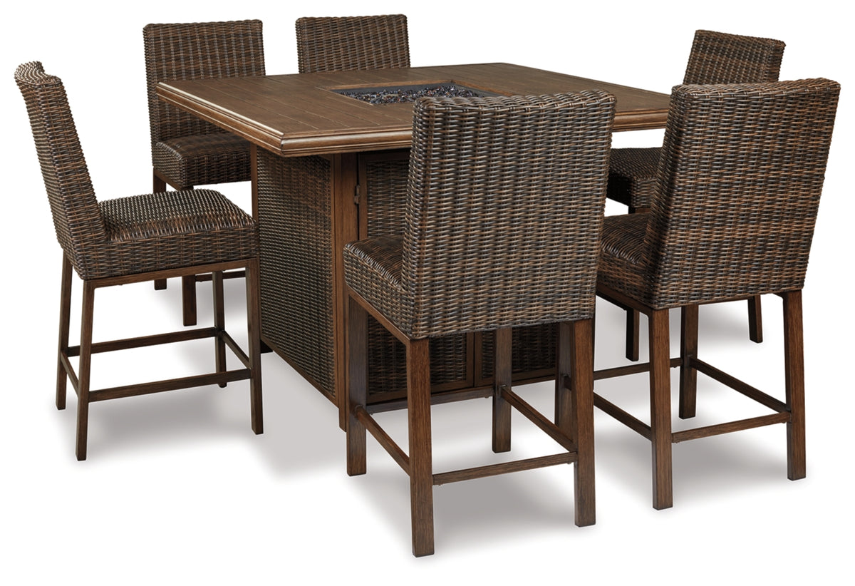 Ashley Paradise Trail Bar Table with Fire Pit