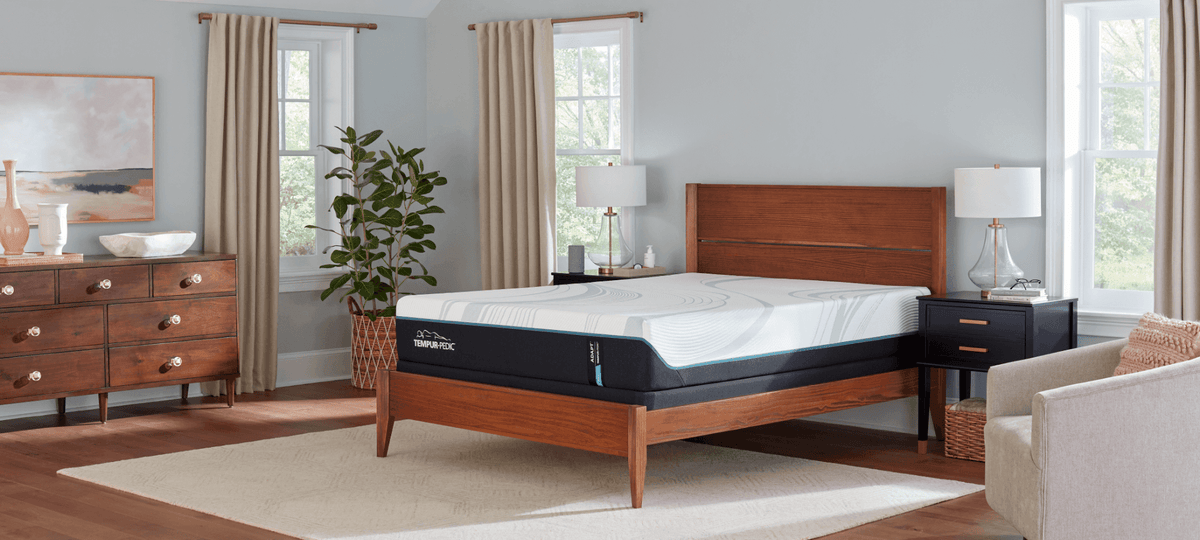 Tempur-Pedic Adapt 2.0 Medium Queen mattress in a styled room; bed frame sold separately