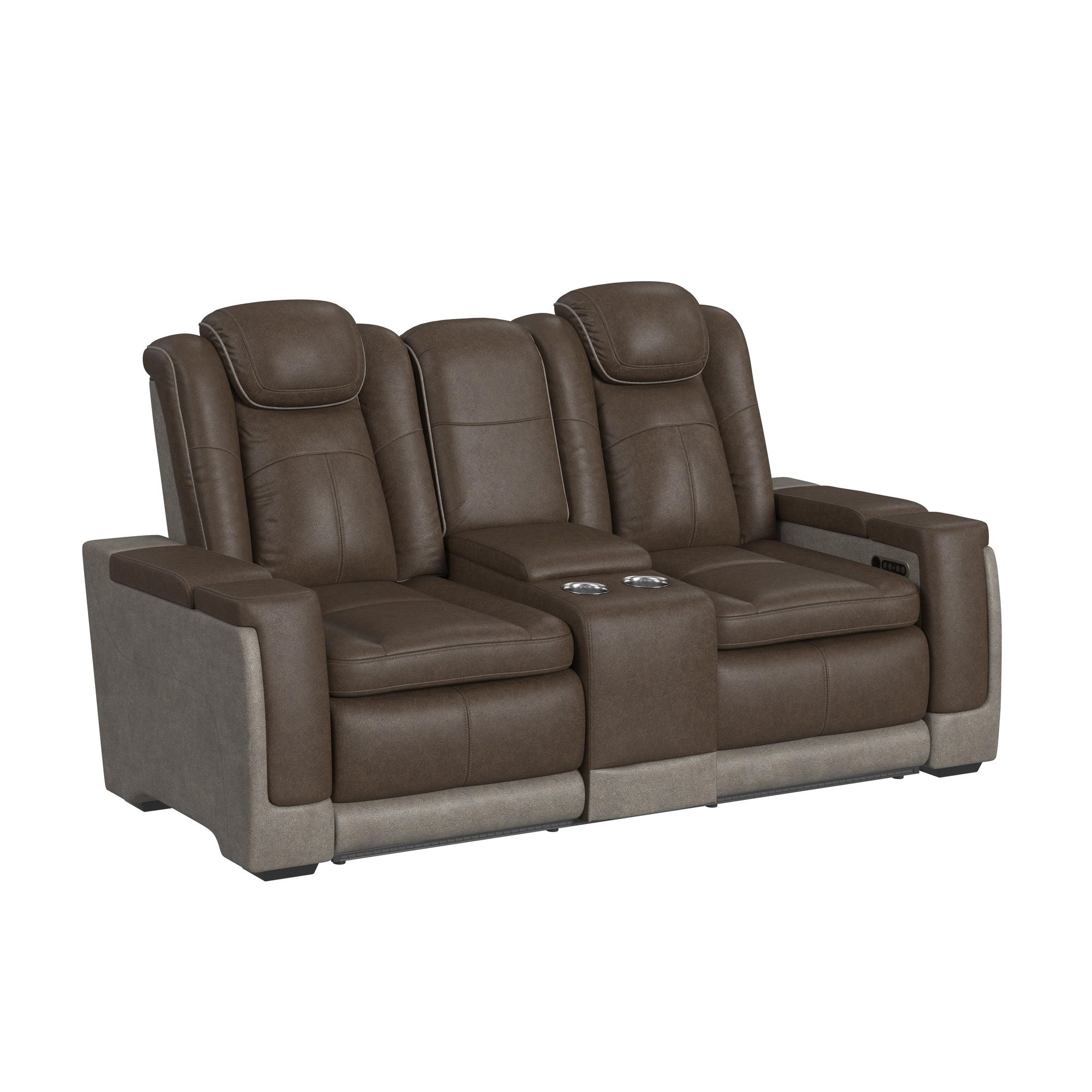 Elements International Lantana Rocky Brown/Grey reclining loveseat