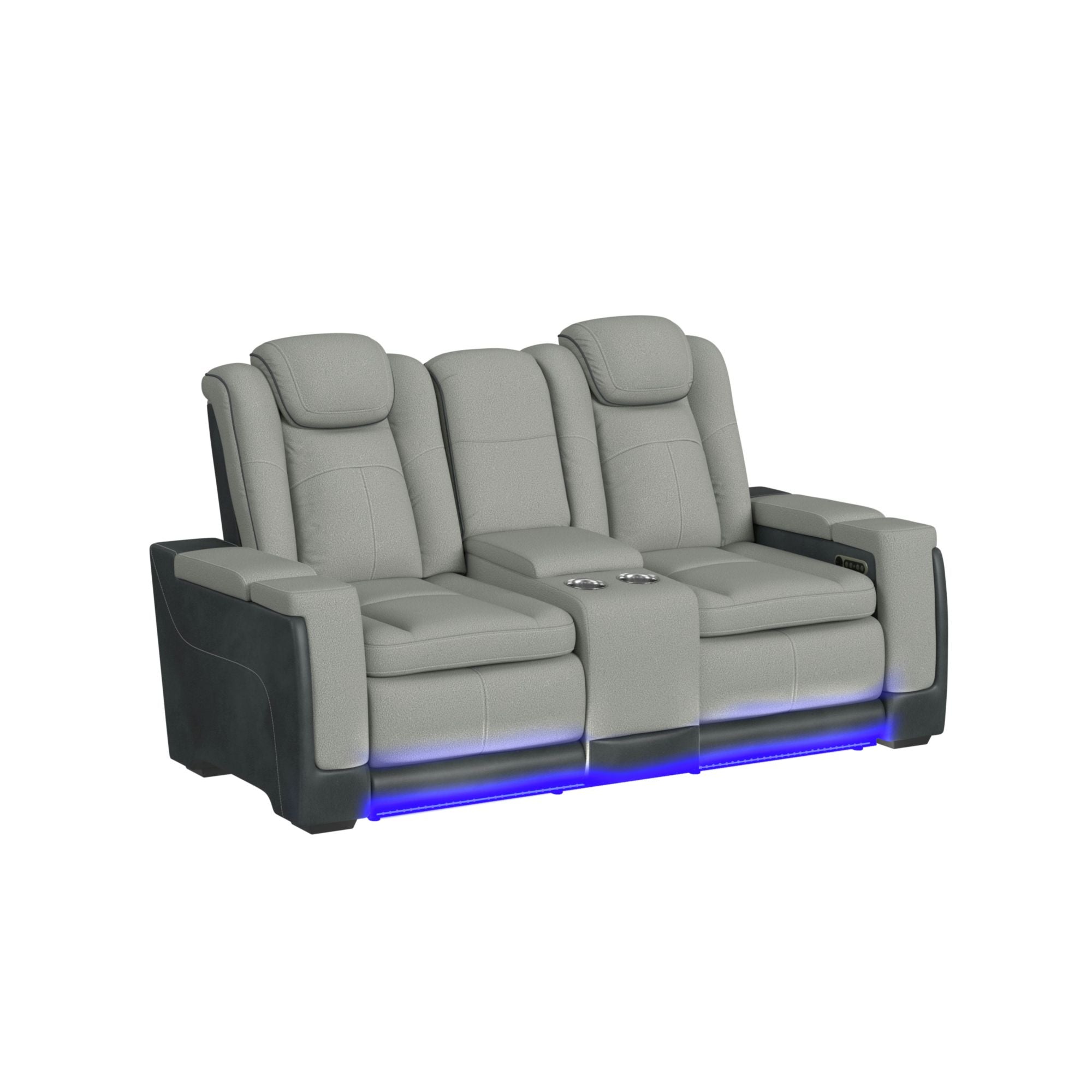 Elements International Lantana Rocky Cement/Charcoal reclining loveseat