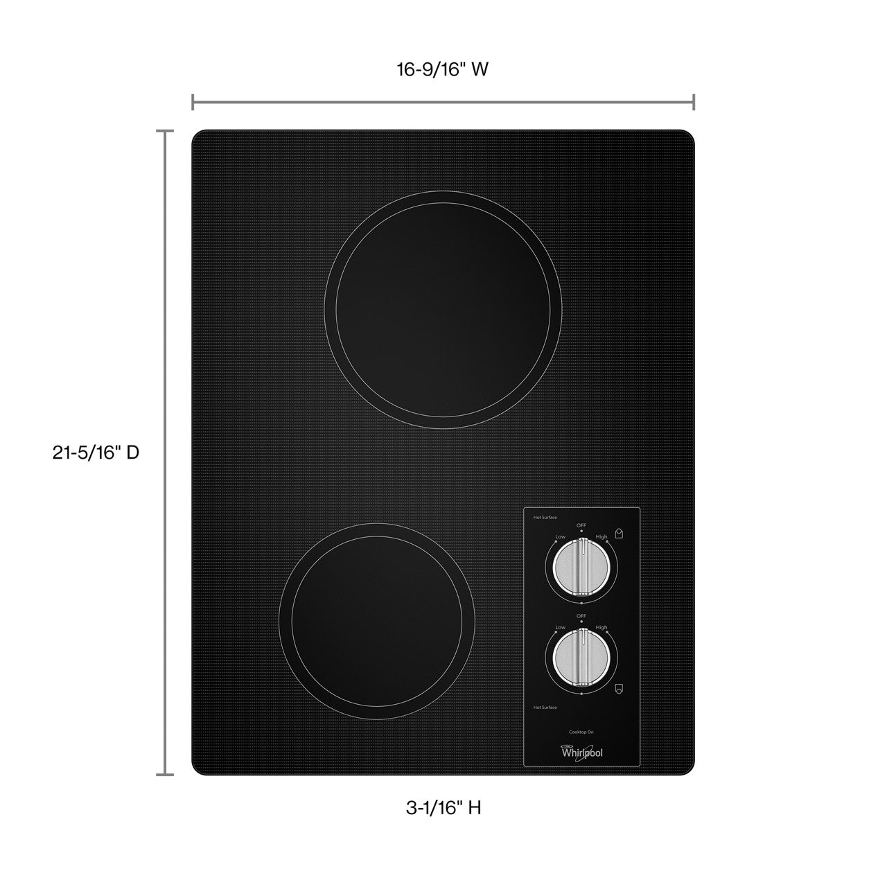 Whirlpool 15-inch Electric Cooktop - Black