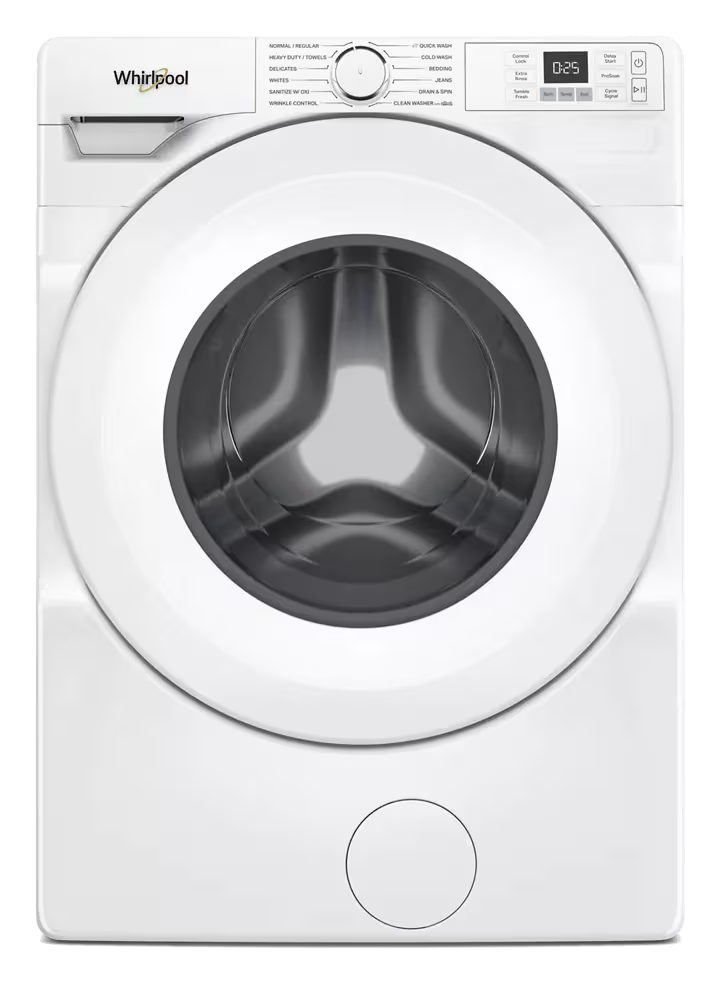 Whirlpool WFW4720RW white washer, front exterior