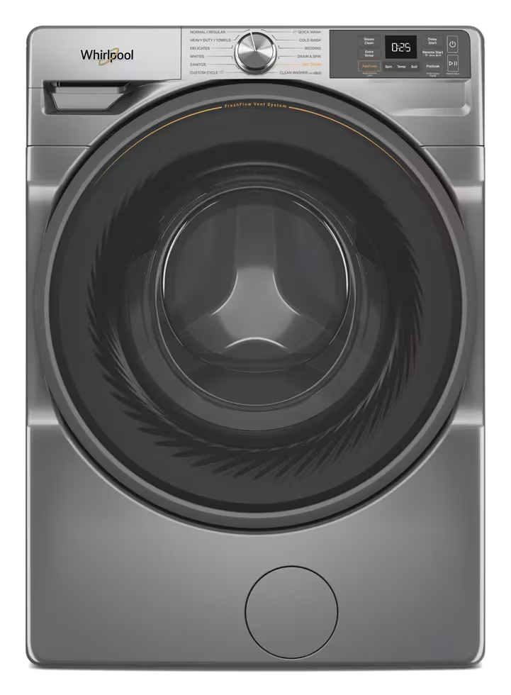 Whirlpool WFW5720RR Radiant Silver washer, front exterior