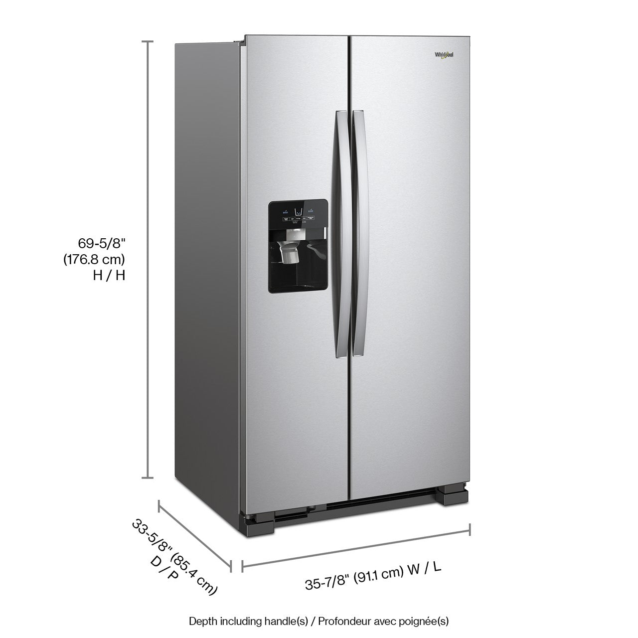 Whirlpool Side-by-Side Refrigerator (WRS555SIHZ) - Stainless Steel
