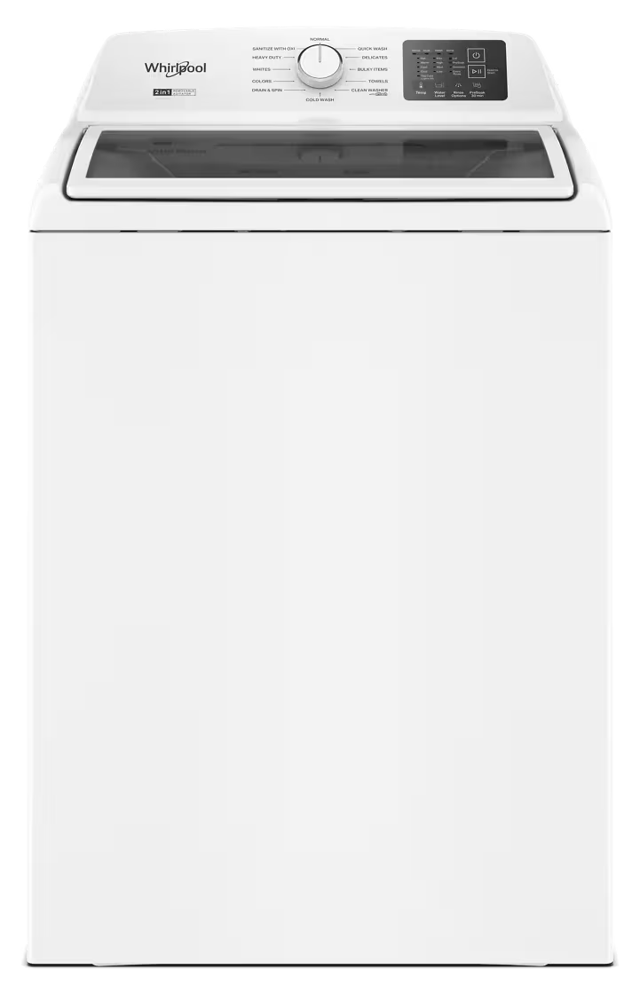 Whirlpool WTW4307SW white washer, front exterior