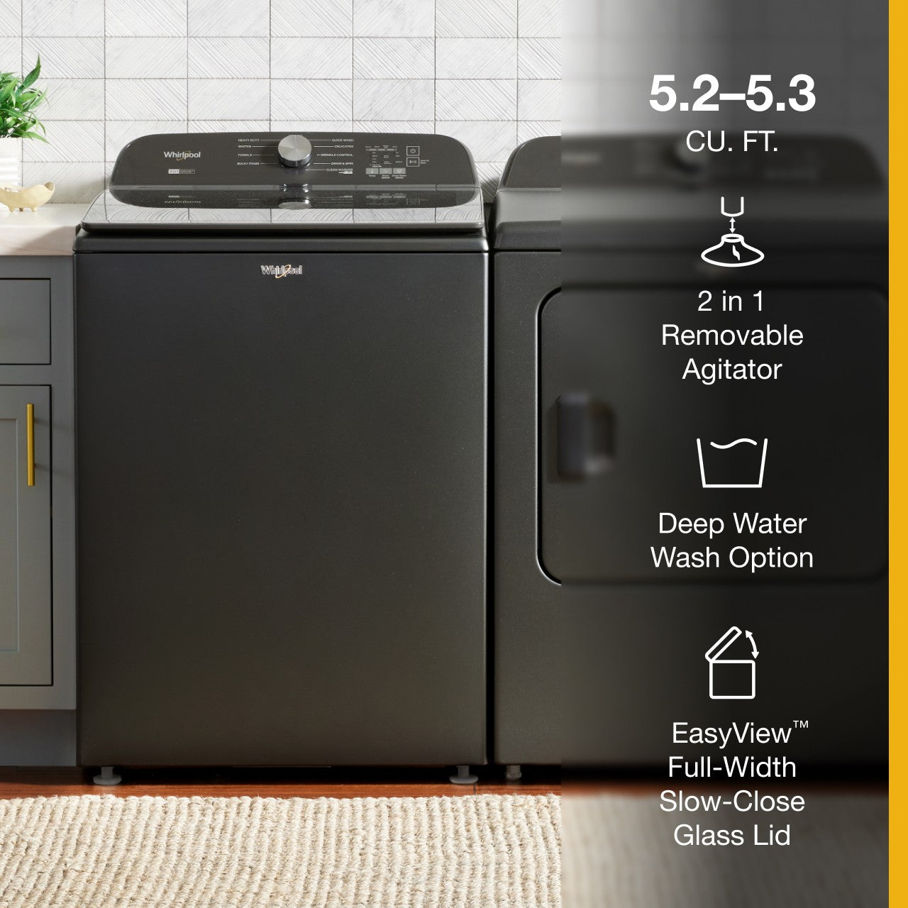 Whirlpool 5.3 Cu. Ft. Top Load Washer - Black