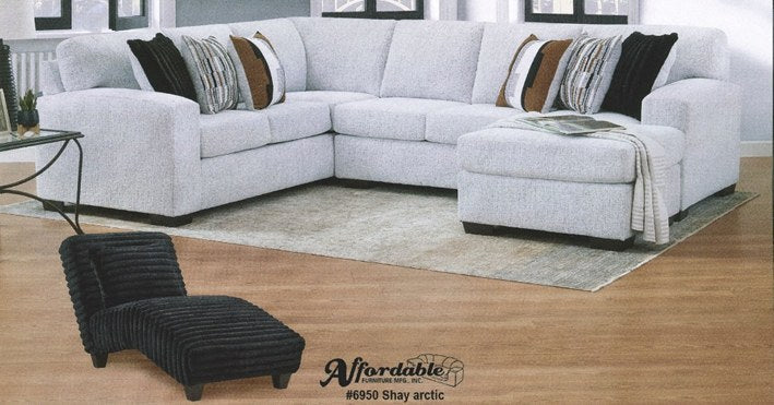 Affordable Furniture Shay Arctic 695 Sectional Set - Light Gray & Black