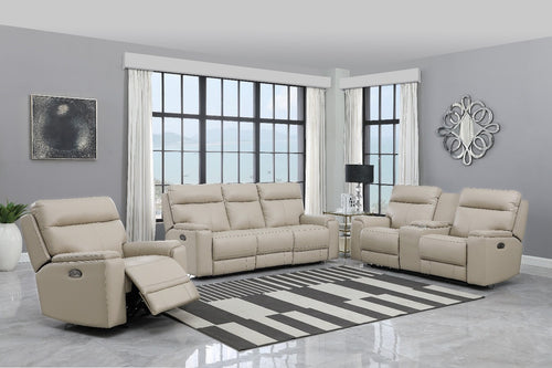 Leather Italia Bryant Taupe Power Reclining Sofa
