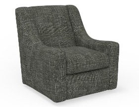 Primary view of the Corinthian Club Chair in a rich charcoal textured fabric, showcasing its clean lines and subtly curved arms from a front-side angle.