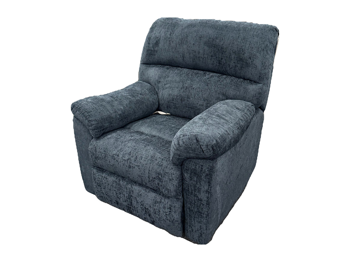 Affordable Furniture 2450 Wow Navy rocker recliner — actual tagged floor photograph isolated on white; one chair only