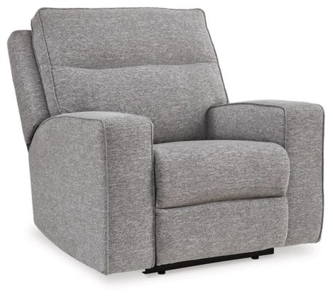 Full view of the matching single power reclining armchair, demonstrating the consistent design and comfort of the collection.