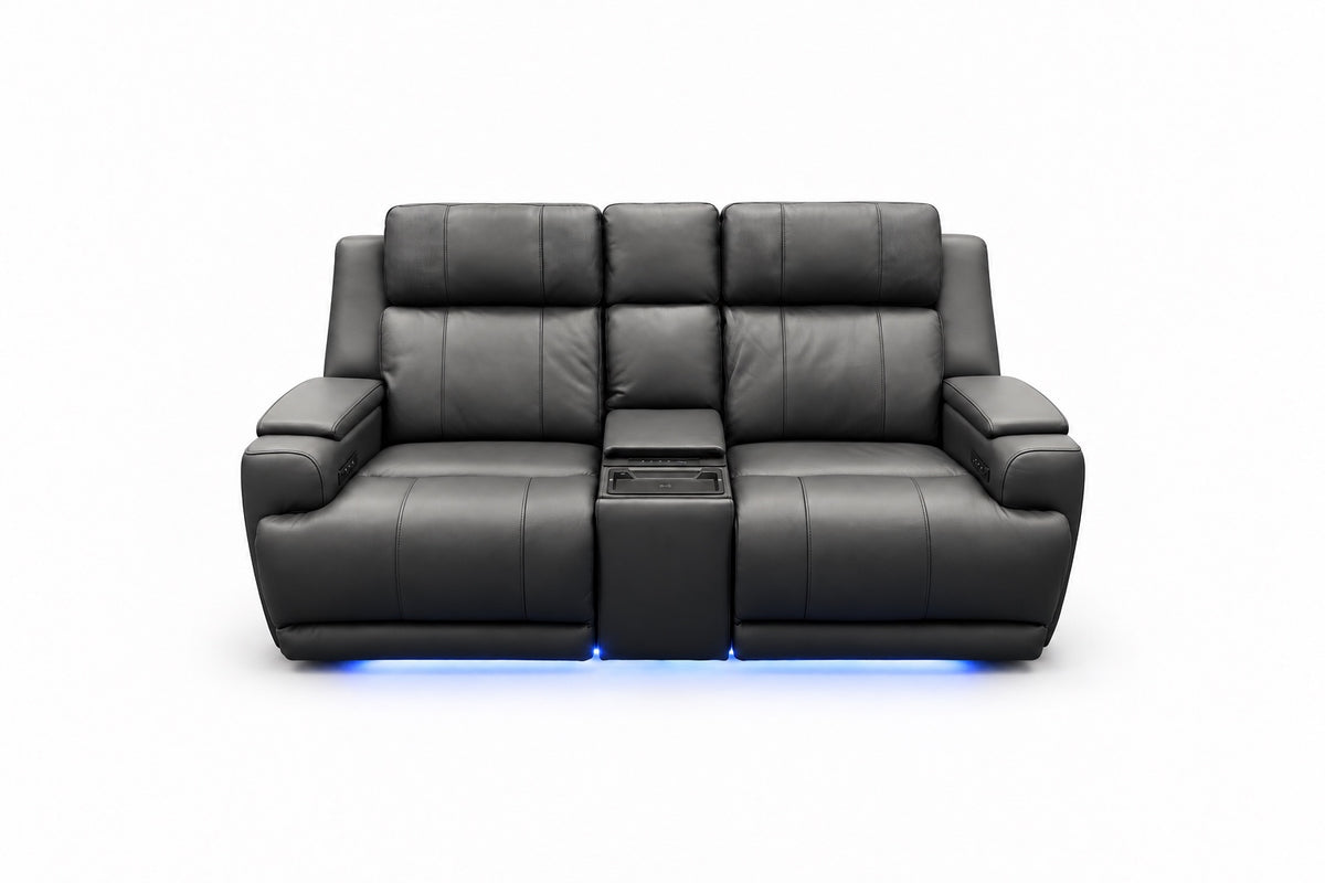 Cheers U71125 Dual Power Console Loveseat shown alone with the complete item upright