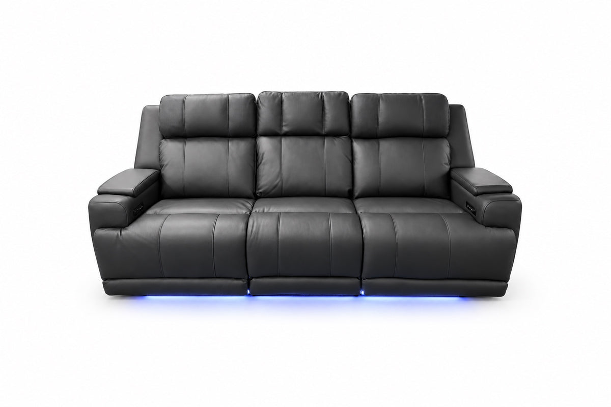 Cheers U71125 Dual Power Reclining Sofa shown alone with the complete item upright