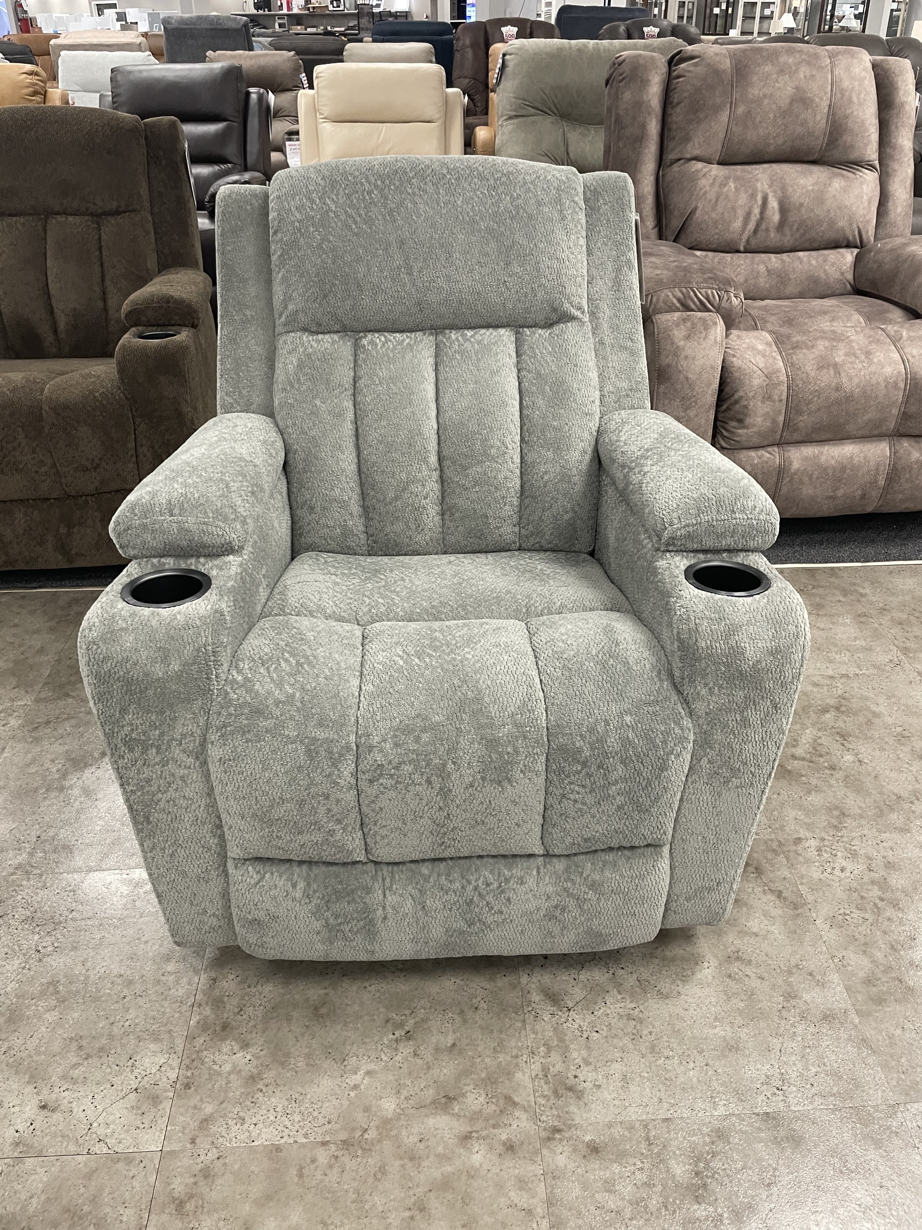 Cheers Light Gray Fabric Swivel Glider Recliner