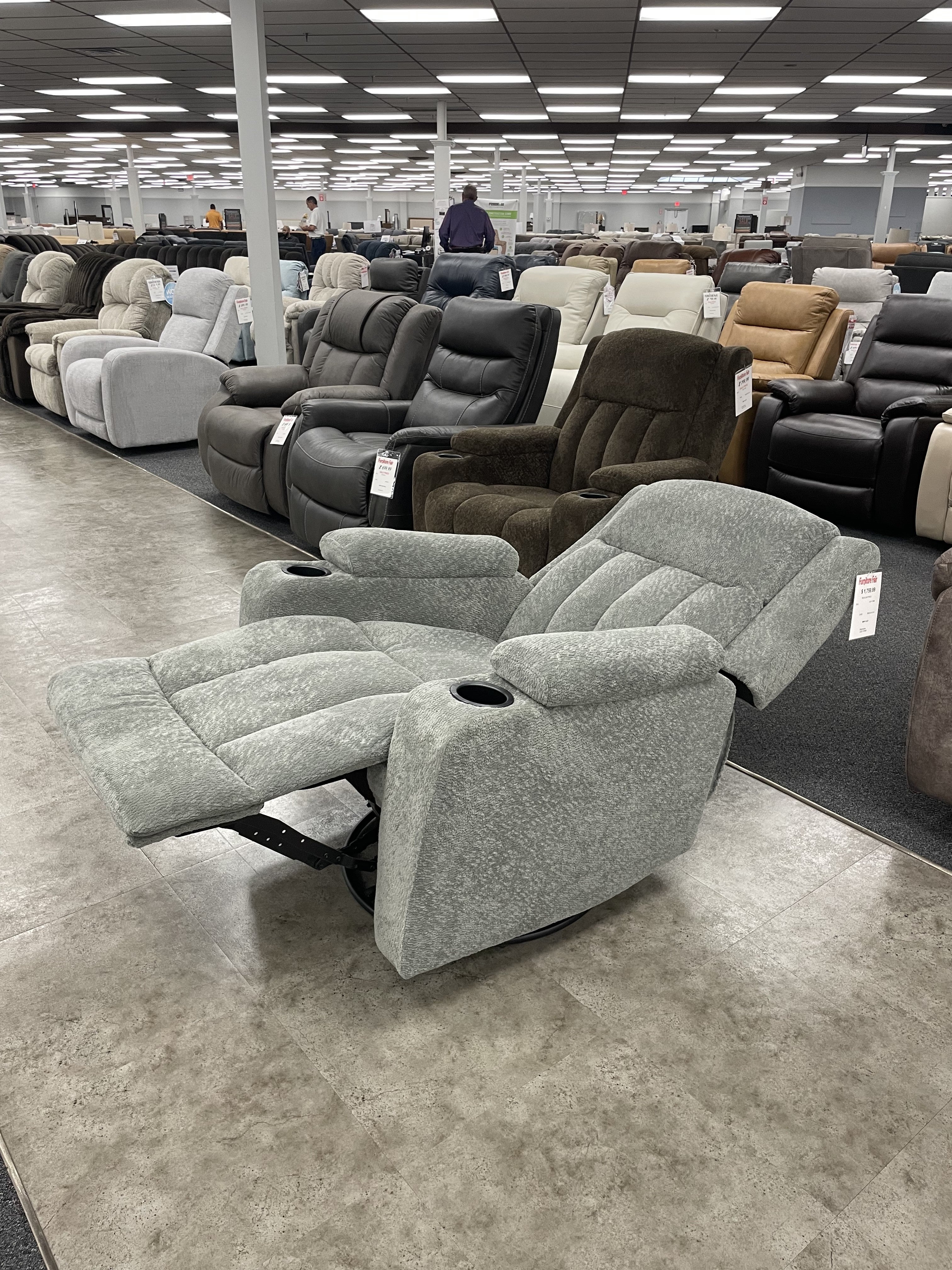 Cheers Light Gray Fabric Swivel Glider Recliner — image 5