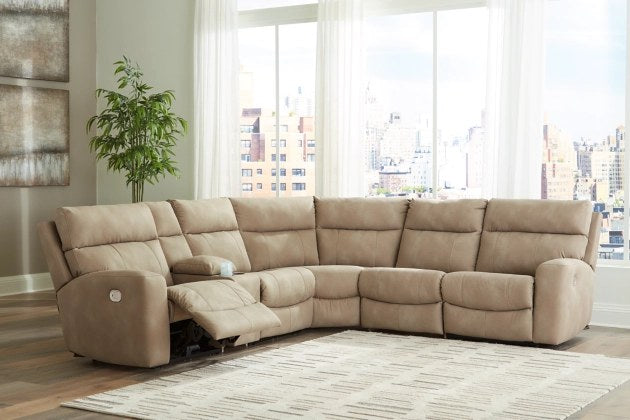 Ashley Furniture Dura-Pella 61004 Dual Power 6-Piece Sectional - Taupe Next-Gen Durapella