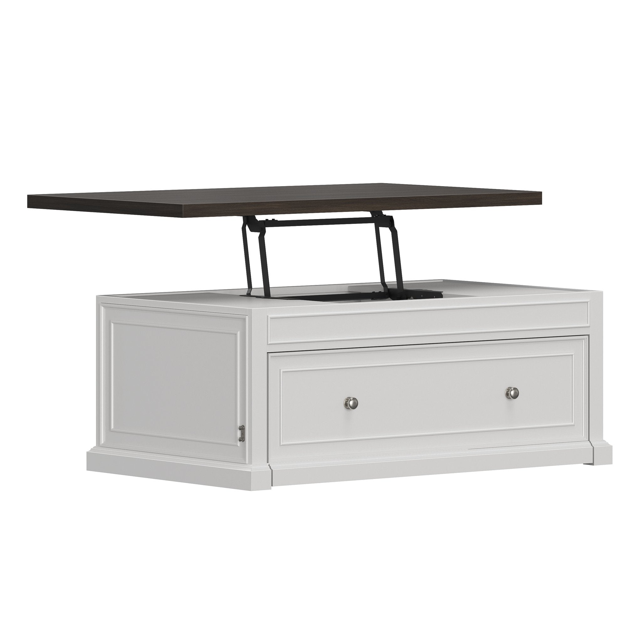 HH2home Soren Twin Lift-Top Cocktail Table with Storage - White & Brown
