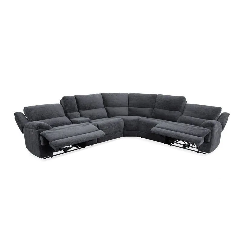 Cheers 71067 6-Piece Power Reclining Sectional - Charcoal — image 2