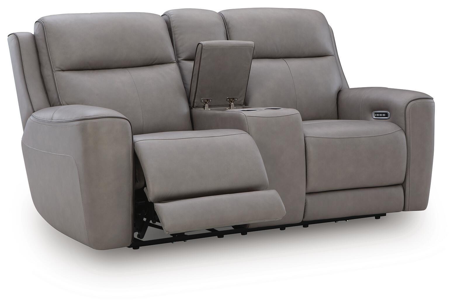 Lifestyle Furniture Barley Gray Fabric Reclining Console Loveseat
