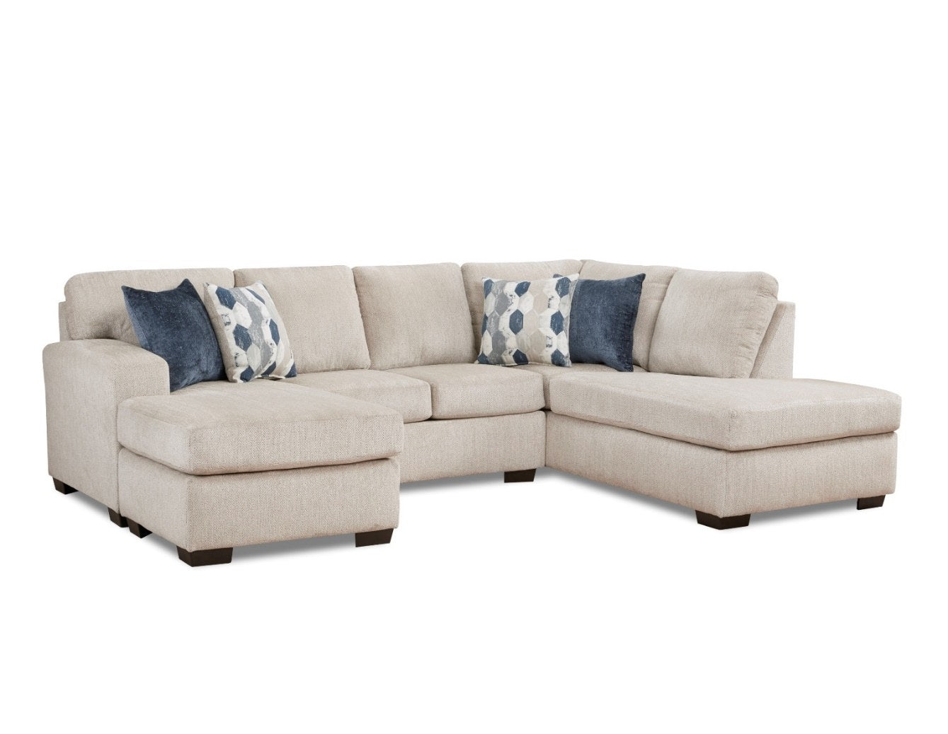 Affordable Furniture U-Shaped Sectional Set - Herringbone Oatmeal