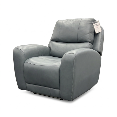 Leather Italia Paxton Dusty Blue Power Gliding Recliner