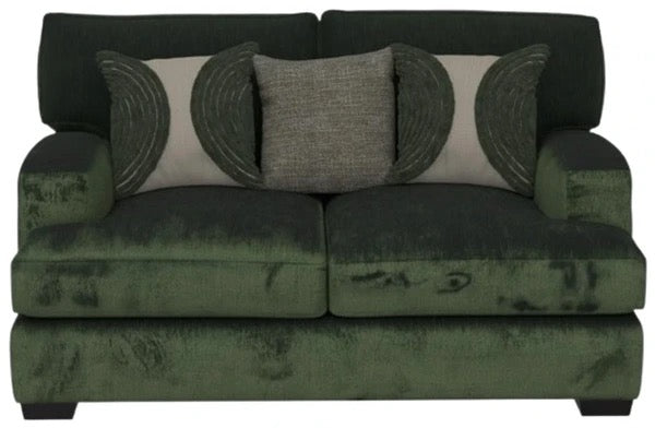 Corinthian Luscious Pine Emerald Green Velvet Loveseat