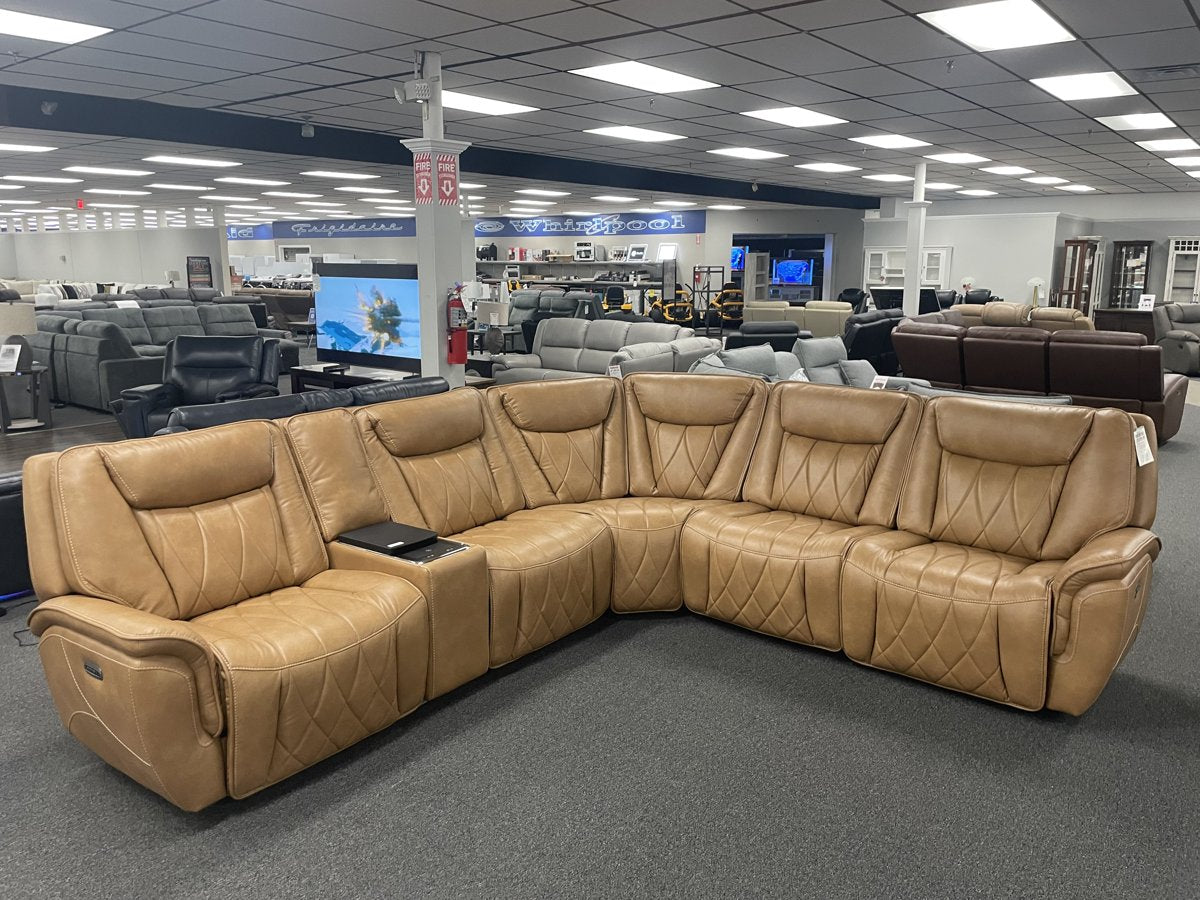Corinthian Montana 6-Piece Dual Power Sectional - Camel — image 2